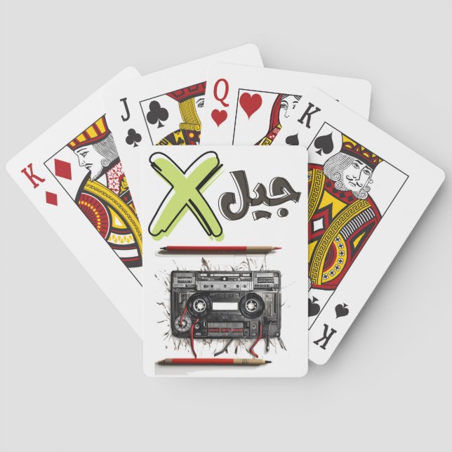 Cassette & Pencil Meme Gen X Nostalgia كاسيت وقلم  Poker Cards (Back)