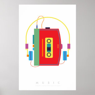 Cassette Player   Pop Art Poster 70s 80s   Quote