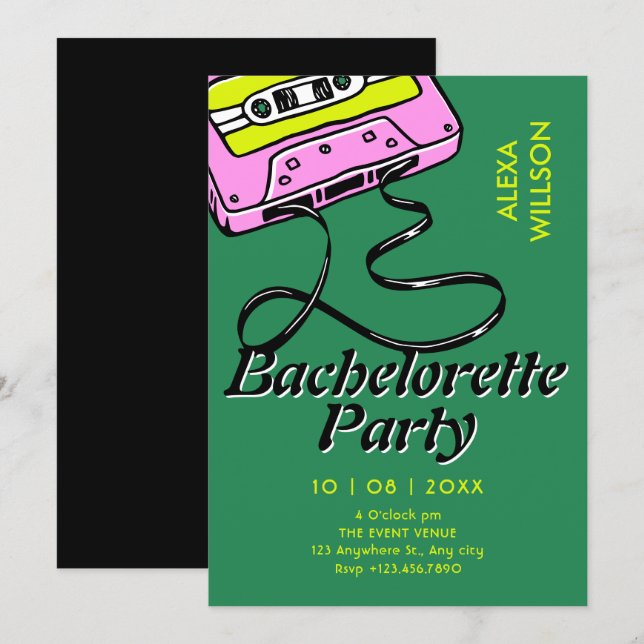 Cassette retro bachelorette invitation (Front/Back)