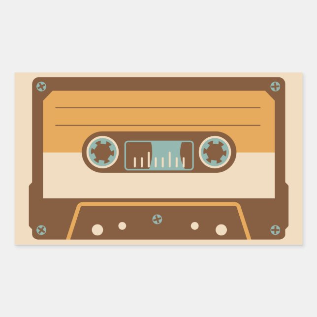Cassette Tape Analog Design Rectangular Sticker (Front)
