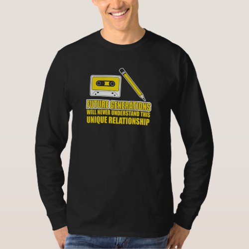 Cassette tape and Pencil T_Shirt