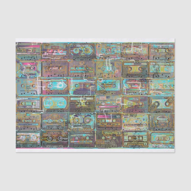 Cassette Tape Art for decoupage or collage paper (Front)