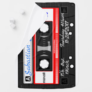 Cassette Tape Baby Blanket Personalized