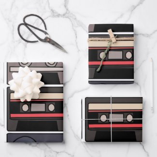 Cassette Tape Birthday Party Wrapping Paper Sheets