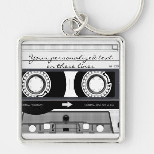 Cassette tape - black - keychain