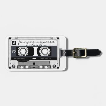 Cassette Tape - Black - Luggage Tag by BonniePhantasm at Zazzle