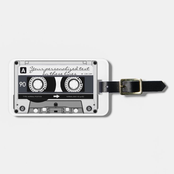 Cassette tape black luggage tag Zazzle