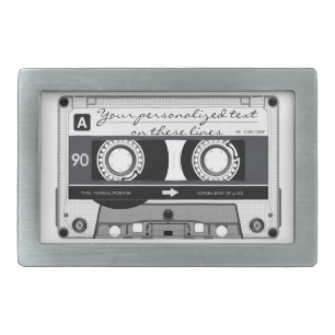 Cassette tape - black - rectangular belt buckle