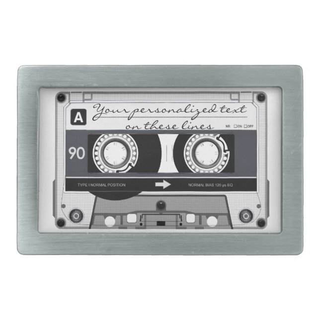 Cassette tape - black - rectangular belt buckle (Front)