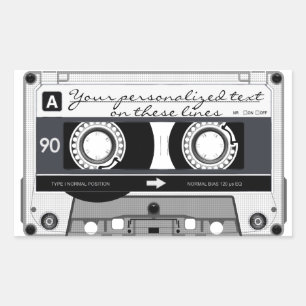 Cassette tape - black - rectangular sticker