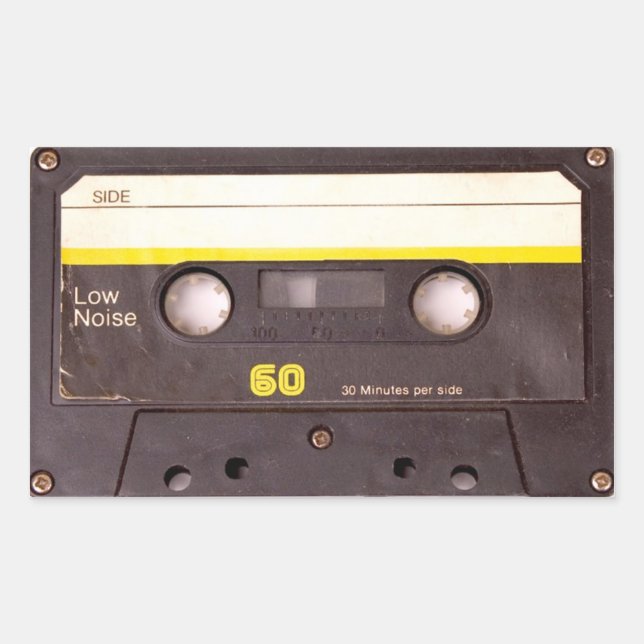 Cassette Tape Black Rectangular Stickers (Front)