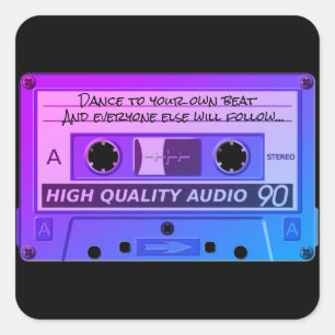Cassette Tape Blue Art Cool Square Sticker
