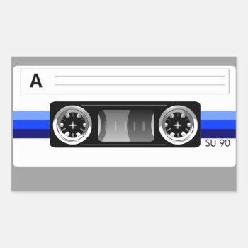 Cassette Tape Blue Label Sticker by styleuniversal at Zazzle