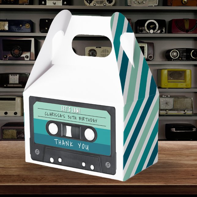 Cassette Tape Blue Retro Birthday Party Favor Boxes (Cassette Tape Retro Birthday Party Favor Boxes
)
