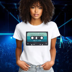 Cassette Tape Blue Retro Birthday Party T-Shirt