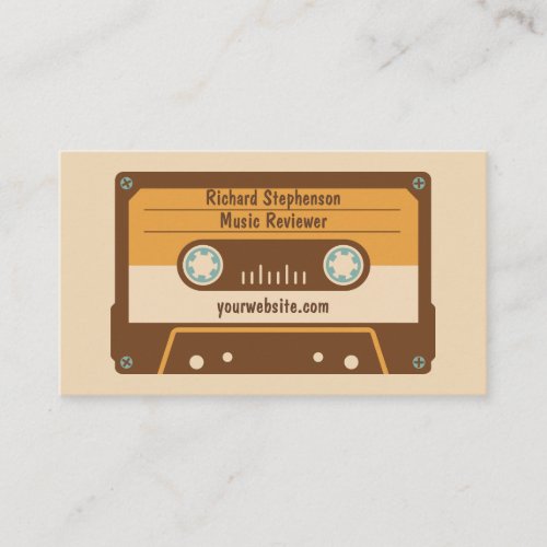 Cassette Tape Business Card Brown Cream Gold