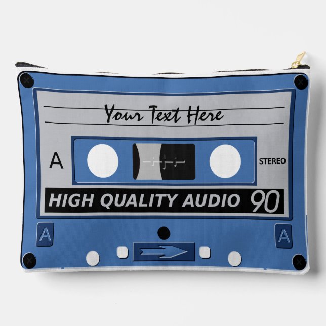 Cassette Tape custom text Accessory Pouch (Back)