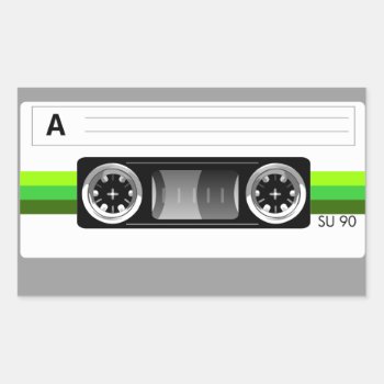 Cassette Tape Green Label Sticker by styleuniversal at Zazzle