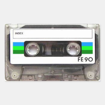 Cassette Tape Green Rectangular Stickers by kinggraphx at Zazzle