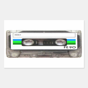 Cassette Tape Green Rectangular Stickers
