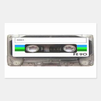 Cassette Tape Green Rectangular Stickers