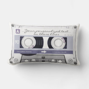 Cassette tape - grey - lumbar pillow