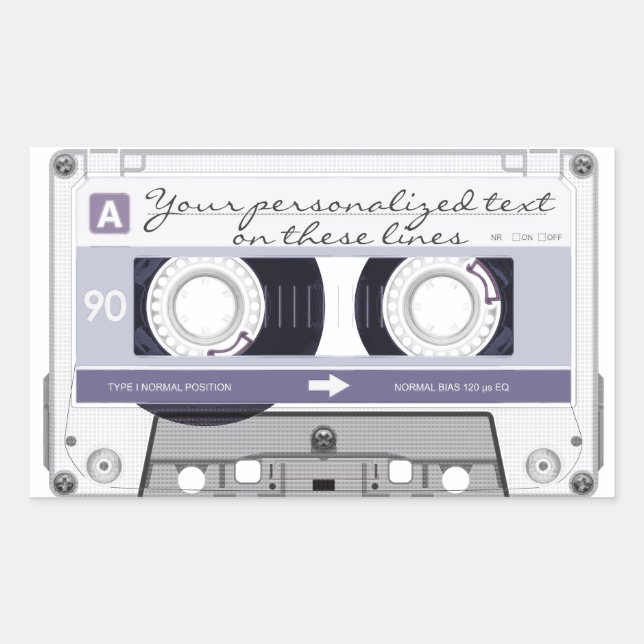 Cassette tape - grey - rectangular sticker (Front)