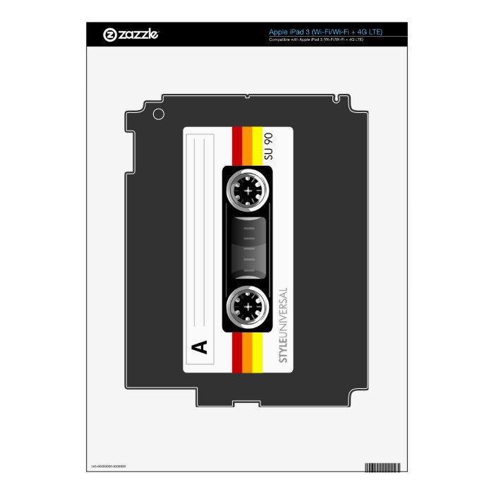 Cassette tape label eReader and tablet skin iPad 3 Skins