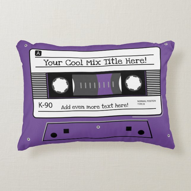 Cassette Tape, Mix Tape, Retro Gift, Personalized Accent Pillow (Front)