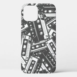 Cassette Tape: Monochrome Vintage Pattern iPhone 12 Case