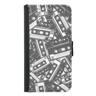 Cassette Tape: Monochrome Vintage Pattern Samsung Galaxy S5 Wallet Case