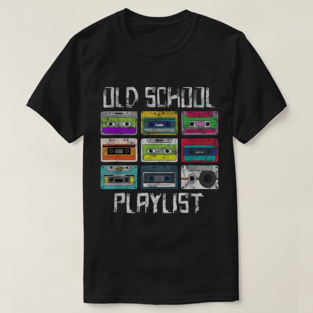 Cassette Tape Music Retro 80s Old School Playlist T-Shirt (Design Front)