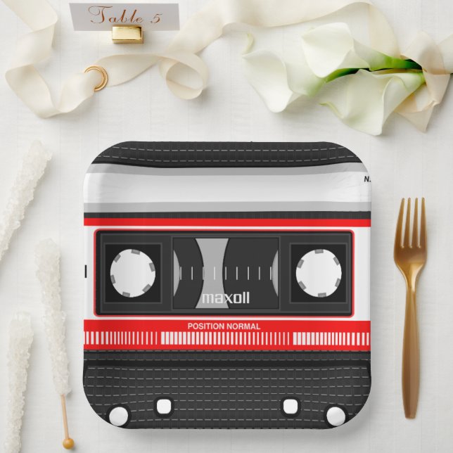 Cassette Tape Paper Plates (Wedding)