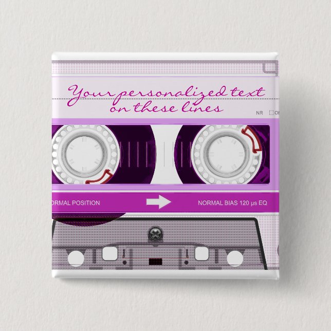 Cassette tape - pink - pinback button (Front)