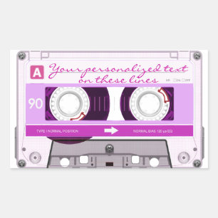 Cassette tape - pink - rectangular sticker