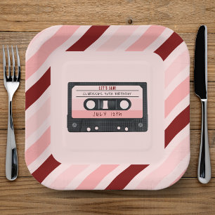 Cassette Tape Pink Retro Birthday Party Paper Plates