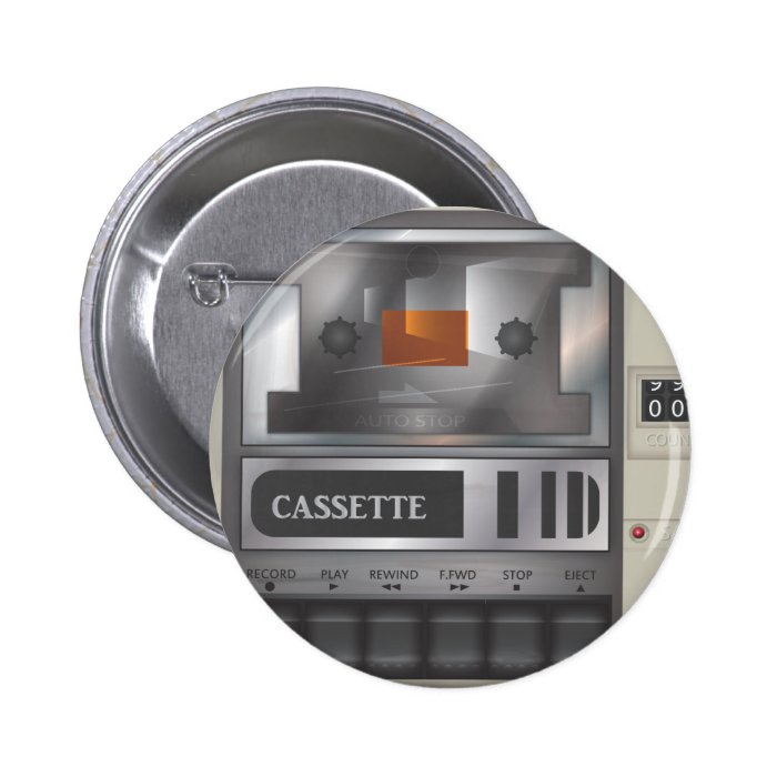 cassette tape player pinback buttons