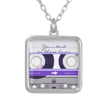 Cassette Tape - Purple - Silver Plated Necklace by BonniePhantasm at Zazzle