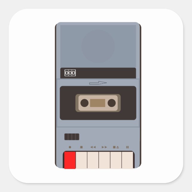 Cassette Tape Recorder Square Sticker (Front)