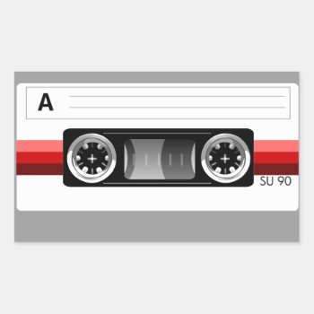 Cassette Tape Red Label Sticker by styleuniversal at Zazzle