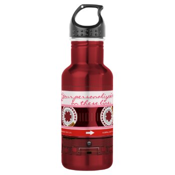 Cassette Tape - Red - Stainless Steel Water Bottle by BonniePhantasm at Zazzle