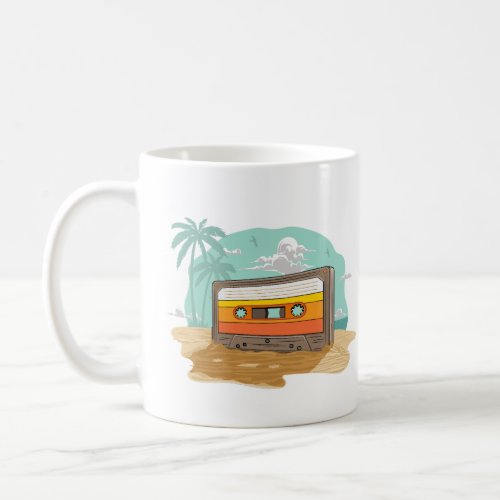 Cassette Tape Retro  80s on the Beach Rewind Coffee Mug