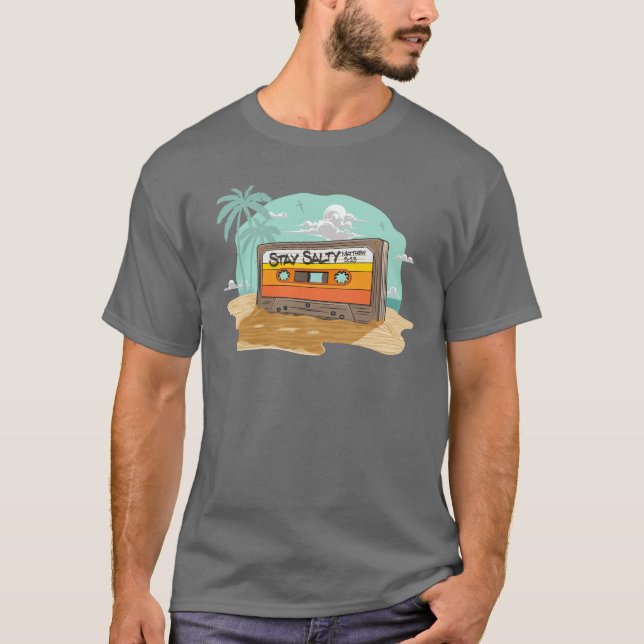 Cassette Tape Retro 80’s on the Stay Salty Matthew T-Shirt (Front)