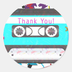 Cassette Tape Retro 80's 90's Theme Birthday Party Classic Round Sticker