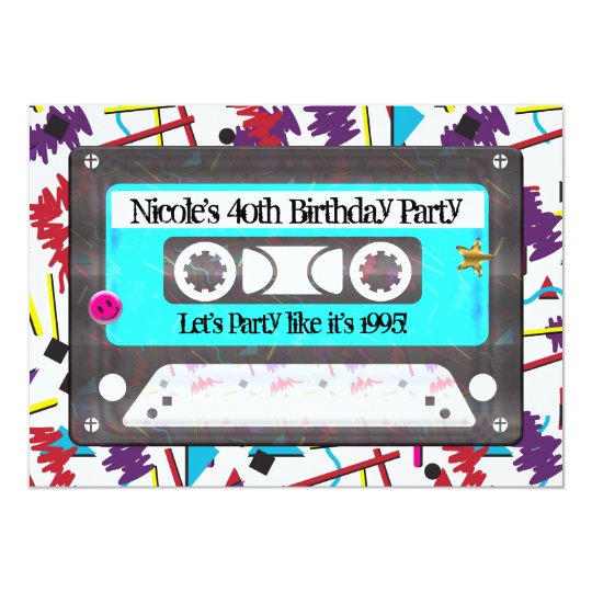 Cassette Tape Retro 80 S 90 S Theme Birthday Party Invitation