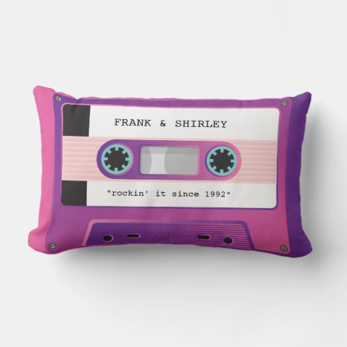 CASSETTE TAPE retro music disco pink purple rockin Lumbar Pillow