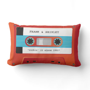 CASSETTE TAPE retro music disco red orange rockin Lumbar Pillow