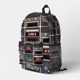 Cassette Tape Retro Music  Printed Backpack