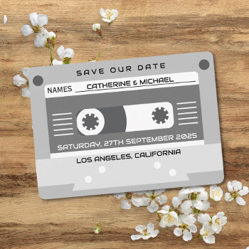 Cassette Tape Retro Music Wedding Save The Date by MemorableLoveBonds at Zazzle