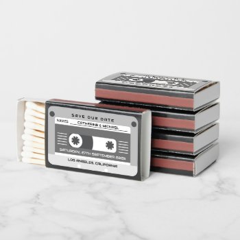 Cassette Tape Retro Music Wedding Save The Date Matchboxes by MemorableLoveBonds at Zazzle